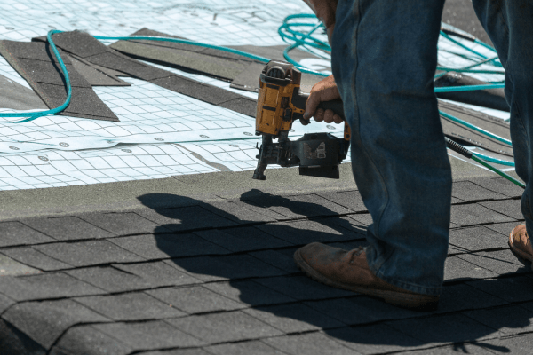 shingles being replaced on a roof replacement