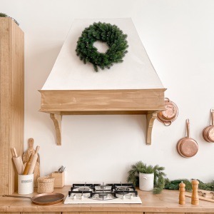 Festive Christmas Decorated Kitchen Counter with Stove