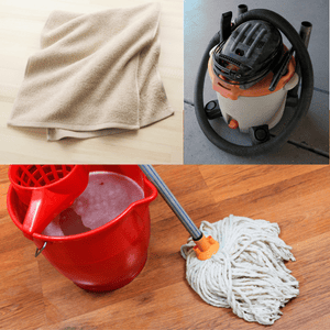 water extraction techniques to remove standing water with basic tools like wet vacuum, towels, mop