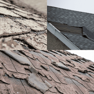 roof repair tips examples of missing shingles and damaged shingles weathered house